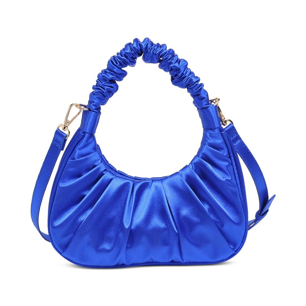 Urban Expressions Stormi Ruched Satin Convertible Crossbody Blue  NWT